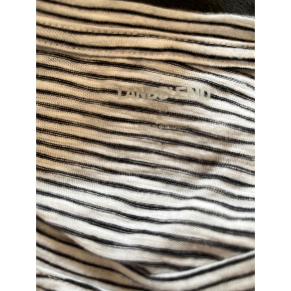 LANDS END Tunic Top Striped Crew Neck Women L White Black Casual Long Sleeve - Picture 4 of 5